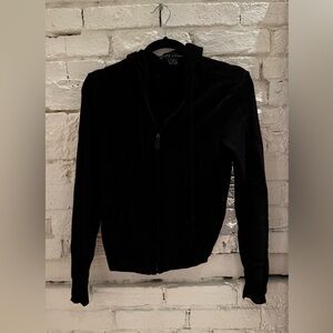 Ralph Lauren 100% Cashmere Black Zip-Up Hooded Sweater